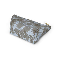Floral Plaid Accessory Pouch w T-bottom in Aqua